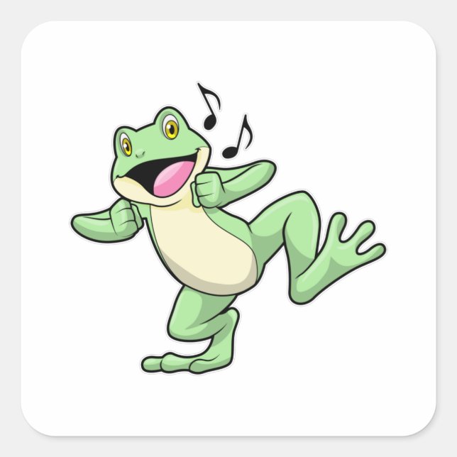 Adesivo Quadrado Sapo Music Dance (Frente)