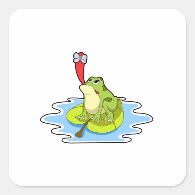 Adesivo Quadrado Sapo na folha com inseto (Frente)