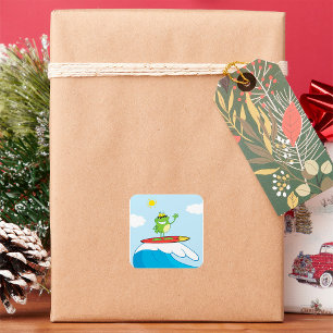 Adesivo Quadrado Sapo Navegando Por Um Vinheta Quadrado De Onda