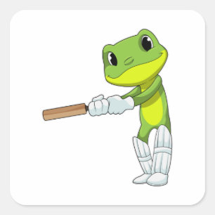 Adesivo Quadrado Sapo no Cricket com morcego de Cricket