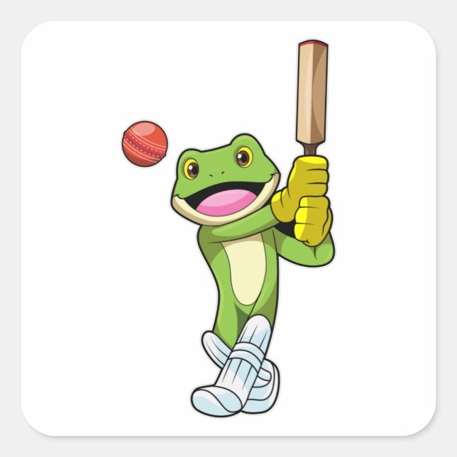 Adesivo Quadrado Sapo no Cricket com morcego de Cricket (Frente)