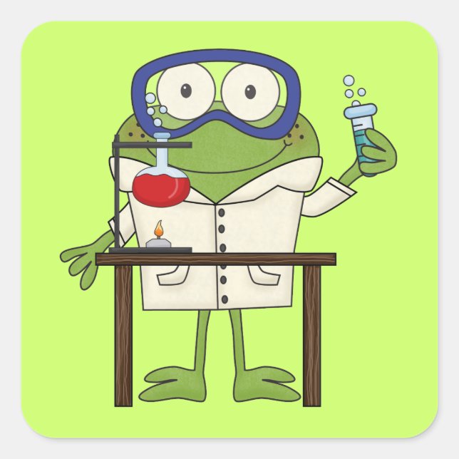 Adesivo Quadrado Sapo no Laboratório de Ciência (Frente)