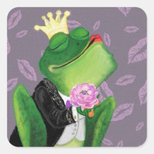 Adesivo Quadrado Sapo Prince - Beijo -