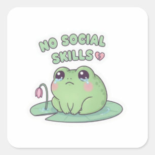 Adesivo Quadrado sapo sem energia, sapo cansado, sapo exausto, sapo