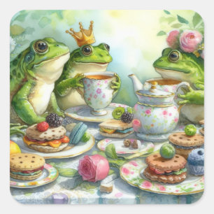 Adesivo Quadrado Sapo Tea Party Stickers