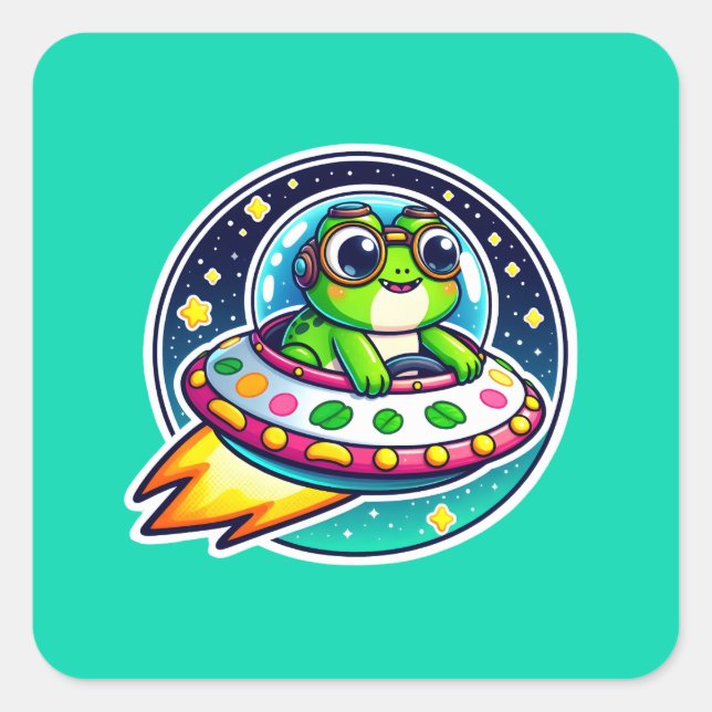 Adesivo Quadrado Sapo Ufo Cute (Frente)