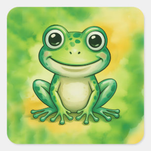Adesivo Quadrado Sapo verde fofo