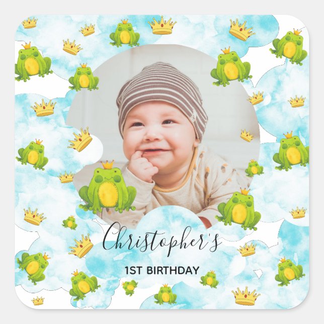 Adesivo Quadrado sapo Watercolor blue Sky (Frente)