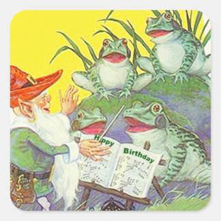 Adesivo Quadrado Sapos Sticker Cantando Elf Dirige Música de Aniver