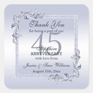 Adesivo Quadrado Sapphire Gem & Glitter 45º aniversário de casame
