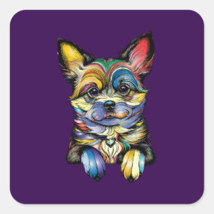 Adesivo Quadrado Saquinhos engraçados Amantes de cães