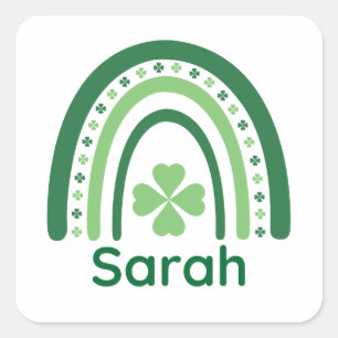 Adesivo Quadrado Sarah Name Clover Boho Rainbow
