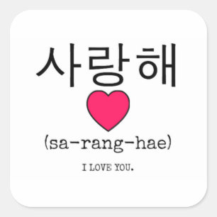 Adesivo Quadrado Saranghae - Coreano por I Love you