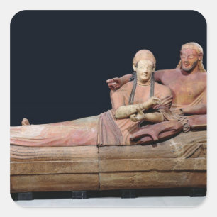 Adesivo Quadrado Sarcófago de um casal, 525-500 BC