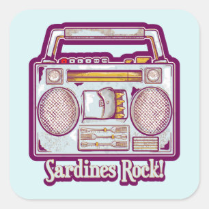 Adesivo Quadrado Sardinhas Rock Funny anos 80 Stereo