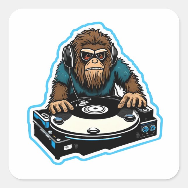 Adesivo Quadrado Sasquatch DJ (Frente)