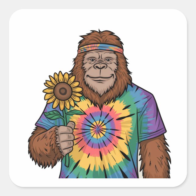 Adesivo Quadrado Sasquatch Hippie (Frente)
