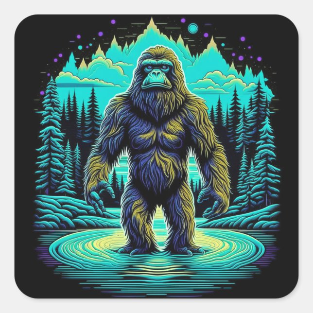 Adesivo Quadrado Sasquatch na Arte Woods Ai (Frente)