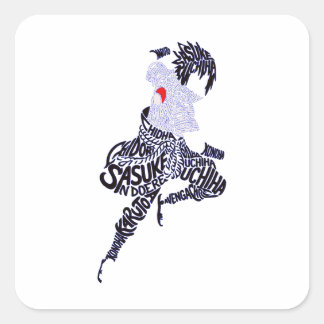 Adesivo Quadrado Sasuke Anime Typography