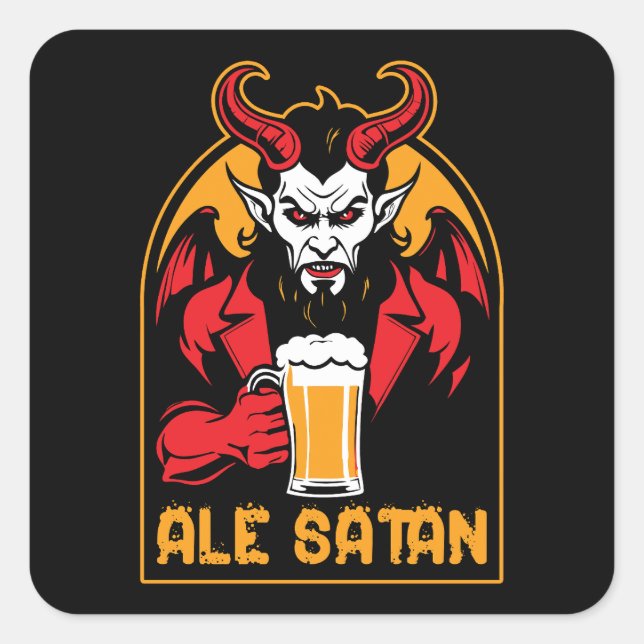 Adesivo Quadrado Satã de Ale - Bebendo de Cerveja (Frente)