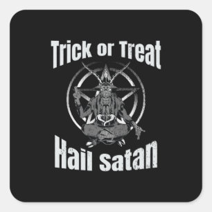 Adesivo Quadrado Satã de granizo Pentagram no Halloween
