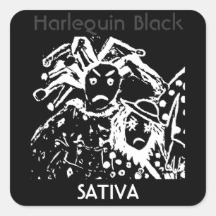 Adesivo Quadrado Sativa preto do Harlequin