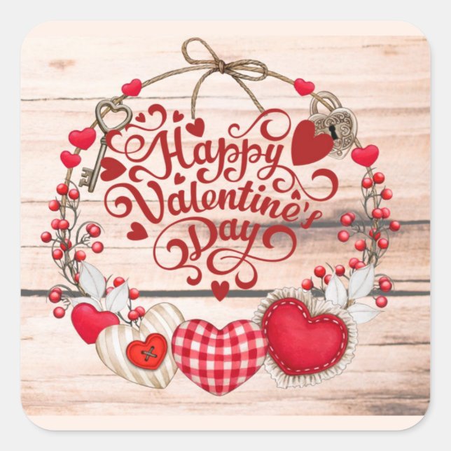 Adesivo Quadrado Saudações de namorados (Frente)