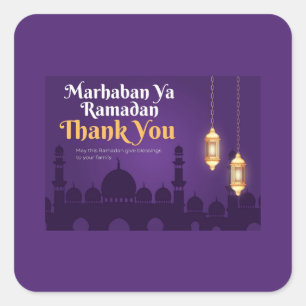 Adesivo Quadrado Saudações Elegantes de Ramadan - Dourado Ramadan K