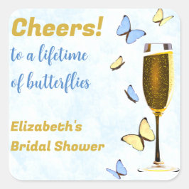 Adesivo Quadrado Saúde A Uma Vida De Chá de panela De Borboletas