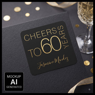 Adesivo Quadrado Saúde aos 60 anos Black Gold Chic Elegante