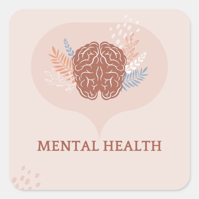 Adesivo Quadrado Saúde Mental Simples | você é suficiente | autocui (Frente)