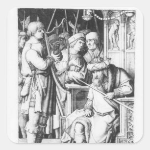 Adesivo Quadrado Saul ouvindo David tocar a Harp