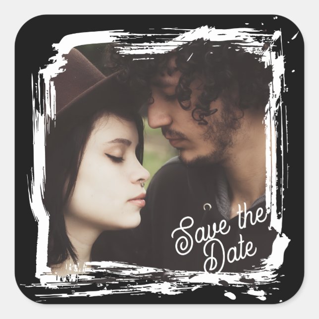 Adesivo Quadrado Save the Date | Unique Photo Template Wedding (Frente)