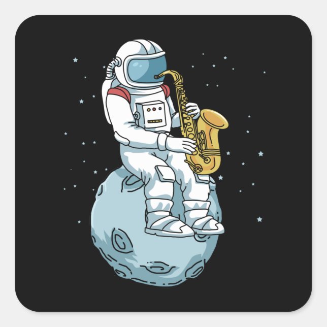 Adesivo Quadrado Saxofone Saxofonista Oferta Música saxofone jazz (Frente)