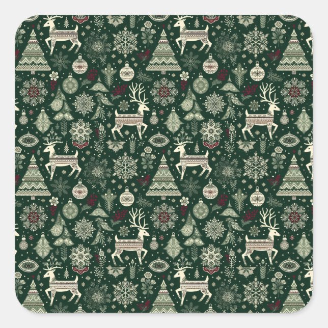 Adesivo Quadrado Scandinavian Christmas Time (Frente)