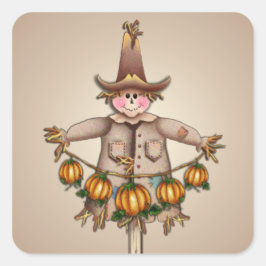 Adesivo Quadrado SCARECROW & PUMPKIN GARLAND de SHARON SHARPE