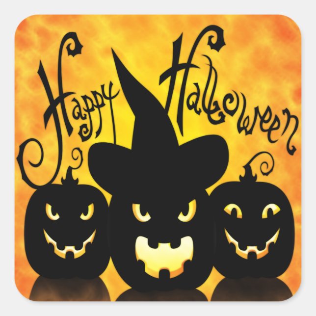 Adesivo Quadrado Scareen Halloween Pumpkins (Frente)