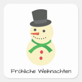 Adesivo Quadrado Schneemann Fröhliche Weihnachten