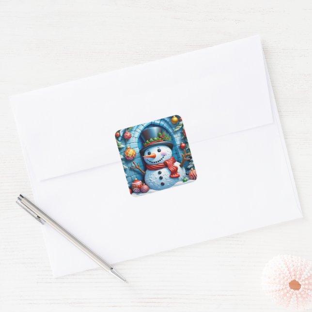 Adesivo Quadrado Schneemann mit Weihnachtsdeko -  (Envelope)