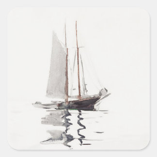 Adesivo Quadrado Schooner com duas pernas, com Dory, por Winslow Ho