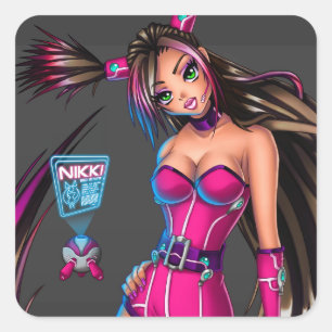 Adesivo Quadrado Sci Fi Anime Girl Nikki