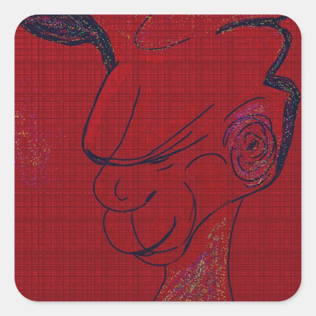 Adesivo Quadrado Sci-fi Fantasy Hunting Dog  (Frente)