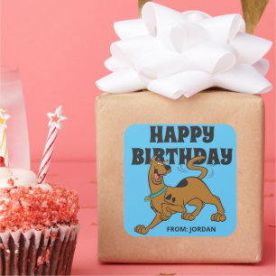 Adesivo Quadrado Scooby-Doo Tail Wag Feliz Aniversário