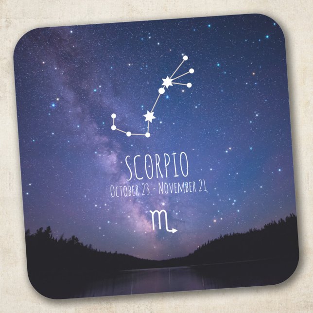 Adesivo Quadrado Scorpio | Constelação Zodiac Personalizada (Criador carregado)