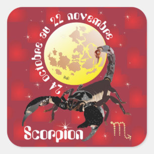 Adesivo Quadrado Scorpion 24 22 Autocollant octobre au novembre
