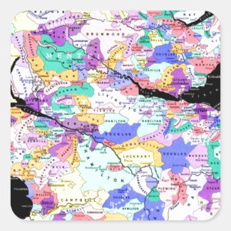 Adesivo Quadrado Scotland Map Scottish Clans Photo