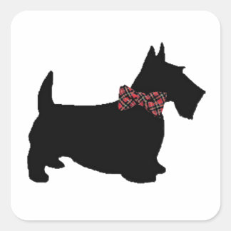 Adesivo Quadrado Scottie Dog em Xadrez Arco Tie