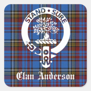 Adesivo Quadrado Scottish Clan Anderson Crest & Tartan