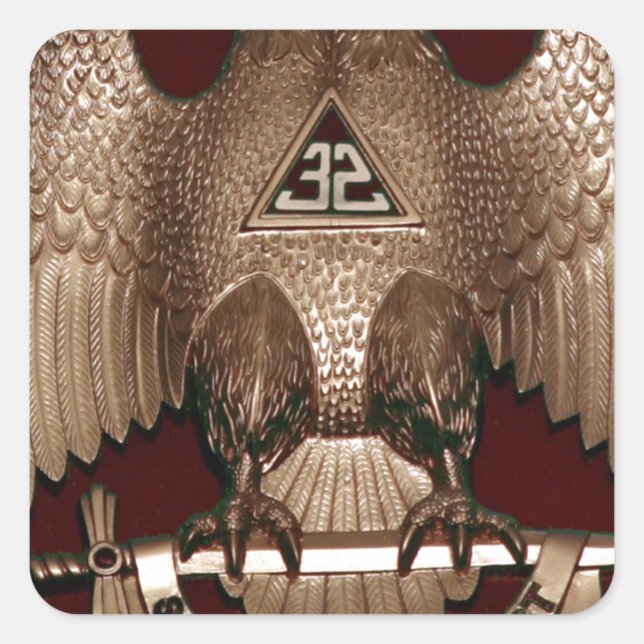 Adesivo Quadrado Scottish Rite 32° Mason Double Eagle Red (Frente)