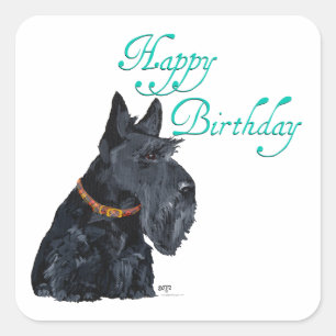Adesivo Quadrado Scottish Terrier Birthday